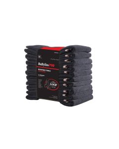 BABYLISSPRO SERVIETTES NOIRES MICRO FIBRE LOOP PQT10